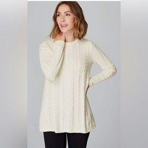J. Jill Chenille White Cable Knit Sweater NWT